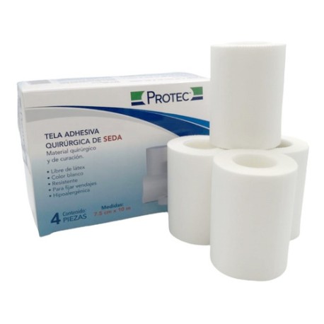 Tela Adhesiva Quirúrgica De Seda 7.5cm X 10m Protec Cja 4 Pz