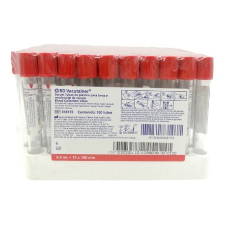 Tubo Vacutainer Bd De 6ml Rojo Caja Con 100 Piezas