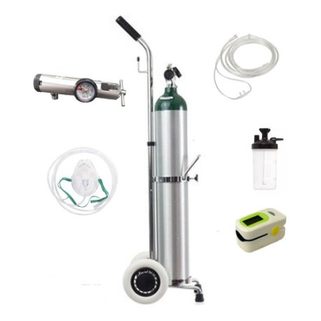 Tanque Oxigeno 682l Regulador Vaso Carrito Canula Mascarilla