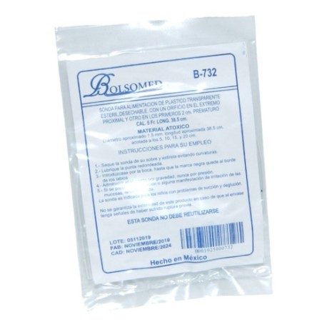 Sondas De Alimentación Infantil 5 Fr Bolsomed 38.5cm 10 Pza