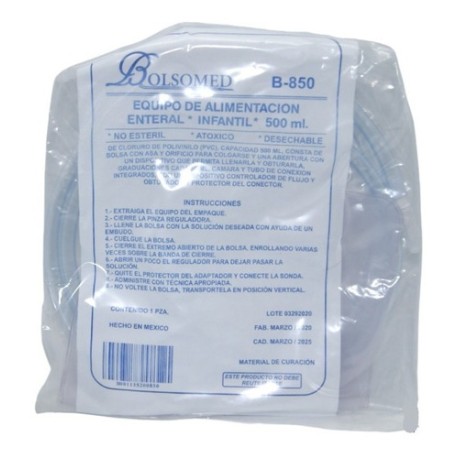 Equipo D Alimentación Enteral Infantil 500ml Bolsomed 10pzas