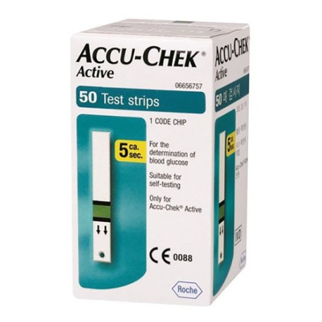 Tira Reactiva De Glucosa Accu Check Active Caja Con 50 Pzas