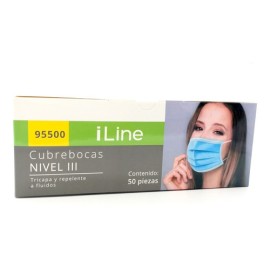 Cubrebocas Tricapa Premium Repelente A Fluidos Iline 50 Pzs
