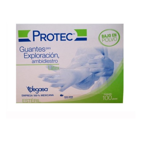 Guante De Latex  Esteril Ambidiestro Mediano 100 Pza Protec