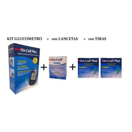 Glucometro Digital On Call Plus + 100 Tiras + 100 Lancetas