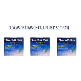 Tiras Reactivas 3 Cajas On Call Plus 150 Piezas Para Glucosa